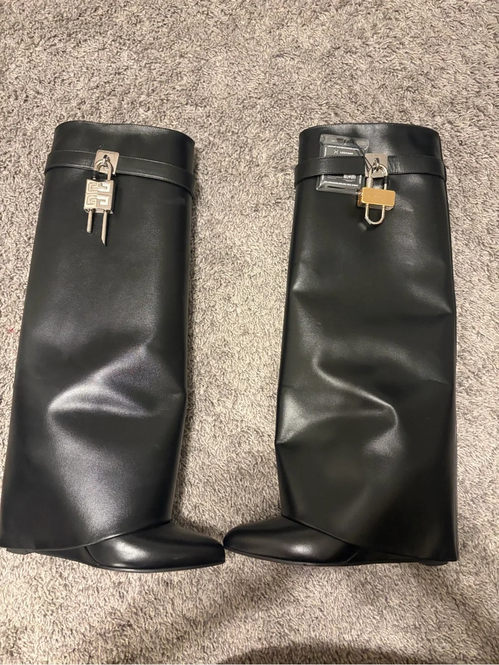Givenchy Black Leather Over-the-Knee Shield Boot with Silver Hardware